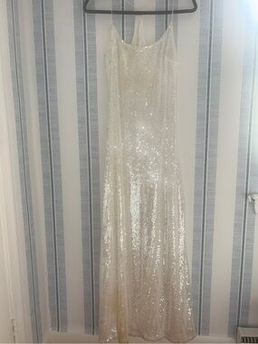 Elegant Ivory Sequin Slip Dress